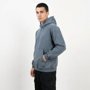 Men Blue Grey Stonewashed hoodie 360gsm 100% cotton plush lining